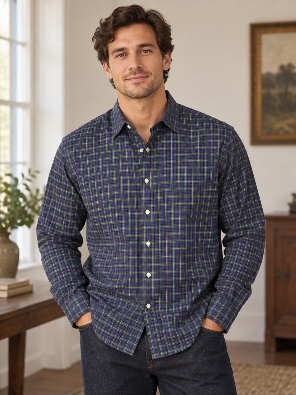 Men’s Plaid Polo Cotton Shirt – Heritage Prep